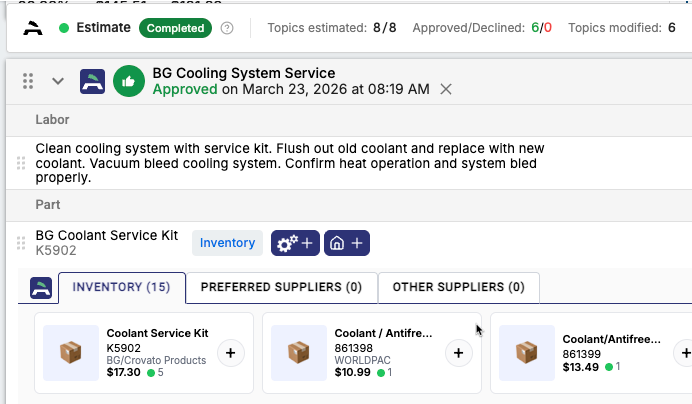 AutoQuoteIQ in Tekmetric